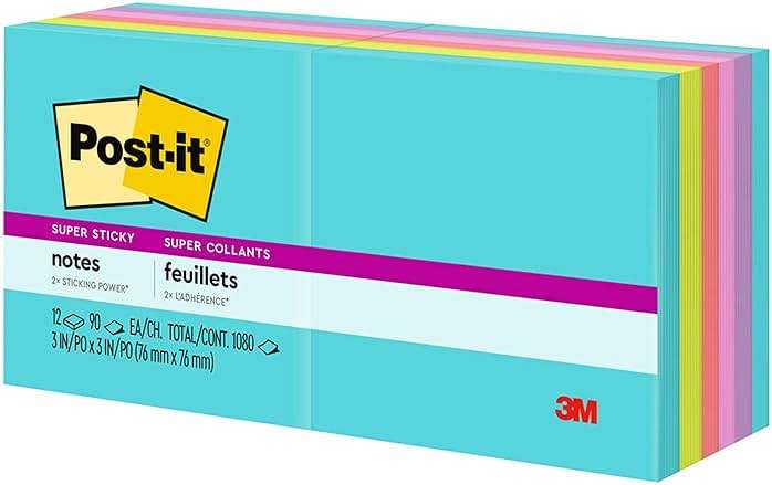 Post-it Super Sticky Notes, 12 Sticky Note Pads, 3 x 3 in., School Supplies, Office Products, 2X the Sticking Power, Supernova Neons Collection - Image 12