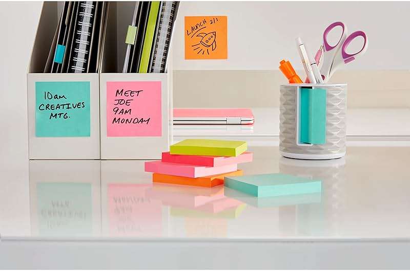 Post-it Super Sticky Notes, 12 Sticky Note Pads, 3 x 3 in., School Supplies, Office Products, 2X the Sticking Power, Supernova Neons Collection - Image 22