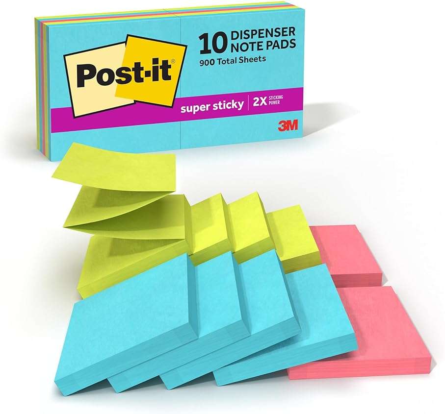 Post-it Super Sticky Dispenser Pop-up Notes, 10 Sticky Note Pads, 3 x 3 in., 2X the Sticking Power, Back to School Supplies for Students, Memo Pads for Textbooks, Supernova Neons Collection - Image 1