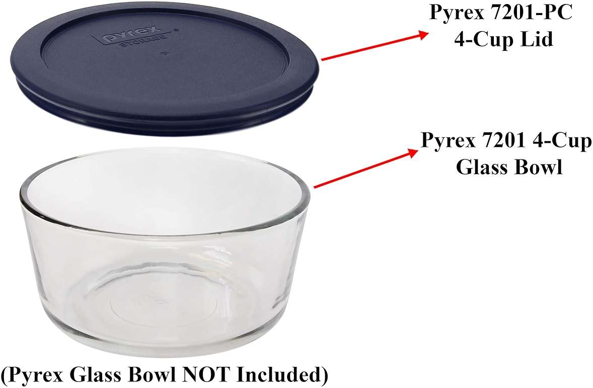 Pyrex 7201-PC 4-Cup Dark Blue Round Food Storage Replacement Lid (3-pack) - Made in the USA - Image 3