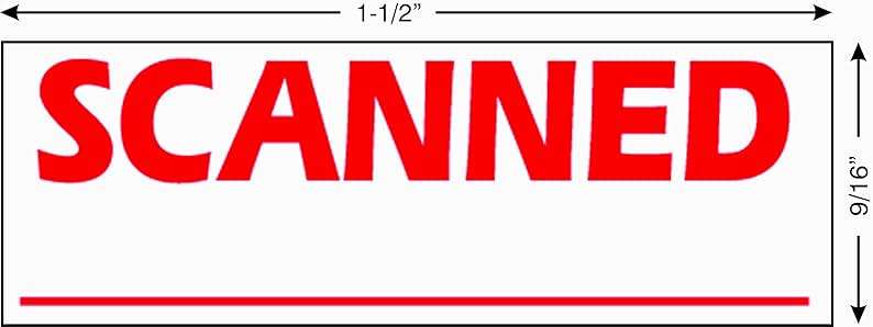 Imprint 360 AS-IMP1018 - Scanned w/Signature Line, Heavy Duty Commerical Quality Self-Inking Rubber Stamp, Red Ink, 9/16" x 1-1/2" Impression Size, Laser Engraved for Clean, Precise Imprints - Image 2