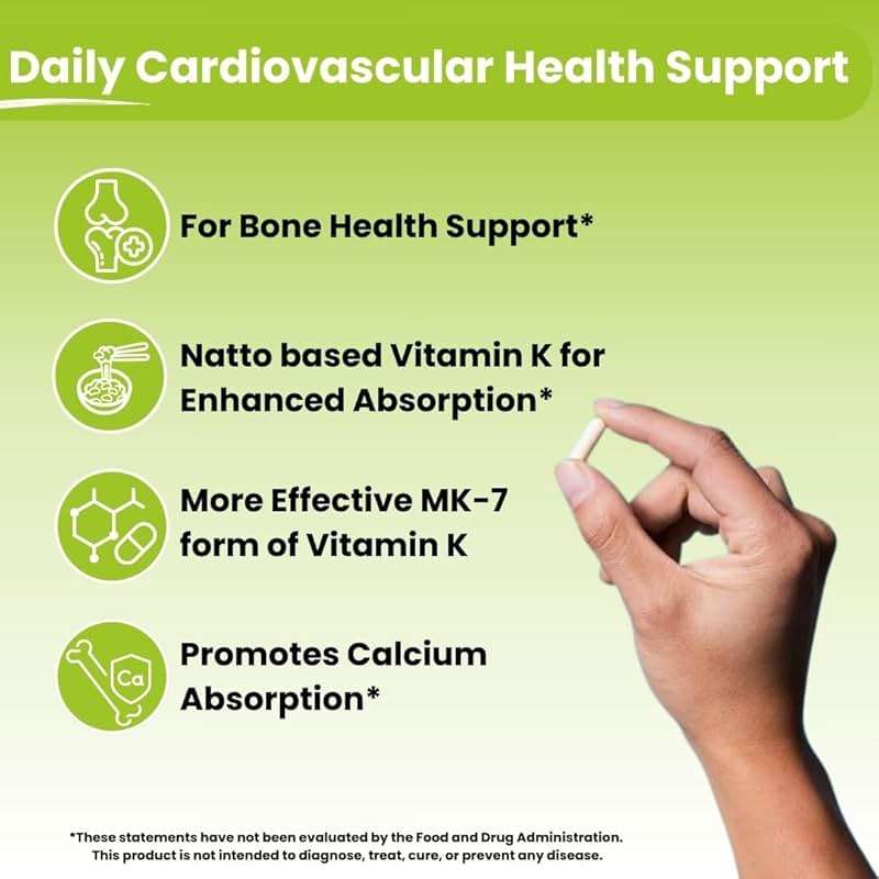 NutriZing K2 Vitamin Supplement MK7-600mcg - 90 Capsules Supports Bone & Arterial Health - High Strength Vegan Capsules - Vitamin K2 MK7 for Men & Women - 3 Month Supply - Image 5