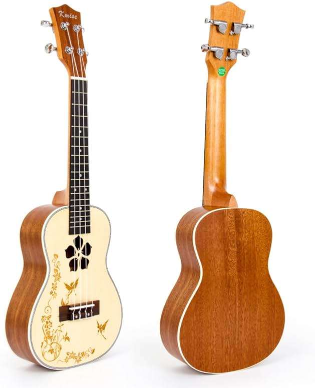 Concert Ukulele,Kmise Ukelele 23 Inch Solid Spruce Ukalalee with Bag and Digital Tuner for Beginners Adults - Image 2