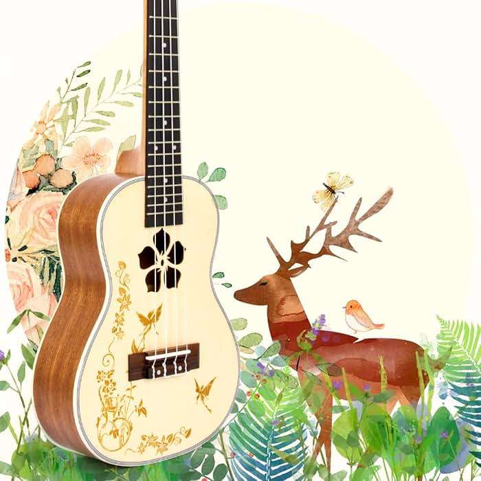 Concert Ukulele,Kmise Ukelele 23 Inch Solid Spruce Ukalalee with Bag and Digital Tuner for Beginners Adults - Image 4