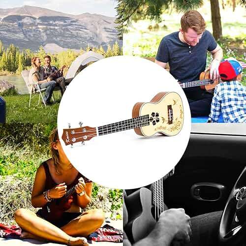 Concert Ukulele,Kmise Ukelele 23 Inch Solid Spruce Ukalalee with Bag and Digital Tuner for Beginners Adults - Image 9