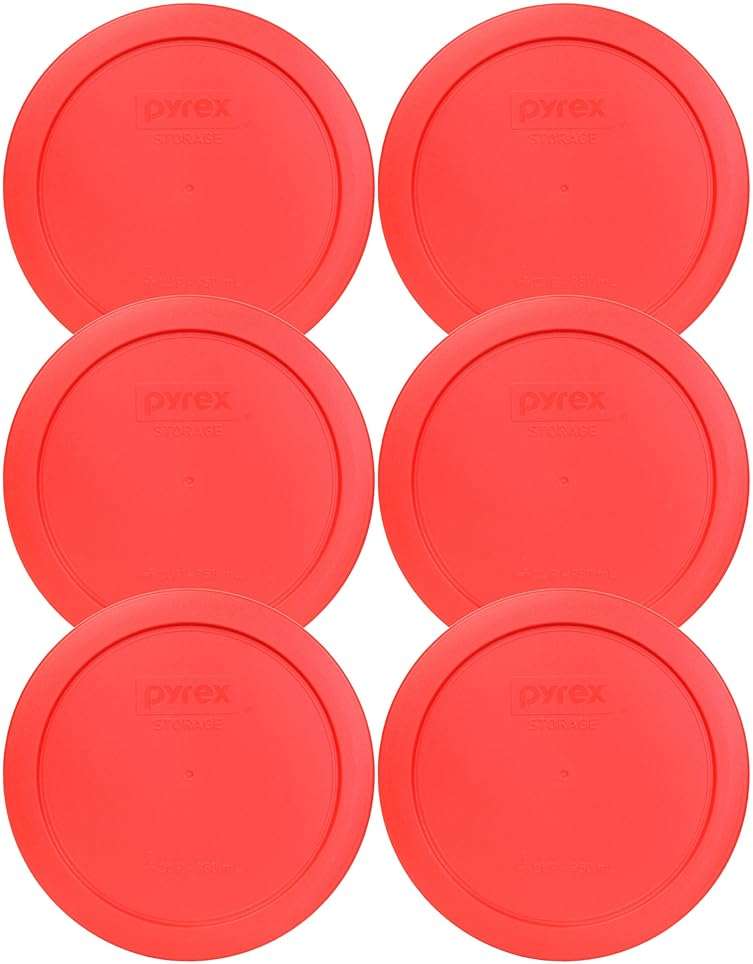 Pyrex 7201-PC 4-Cup Red Food Storage Replacement Lid (6-Pack) - Made in USA - Image 1