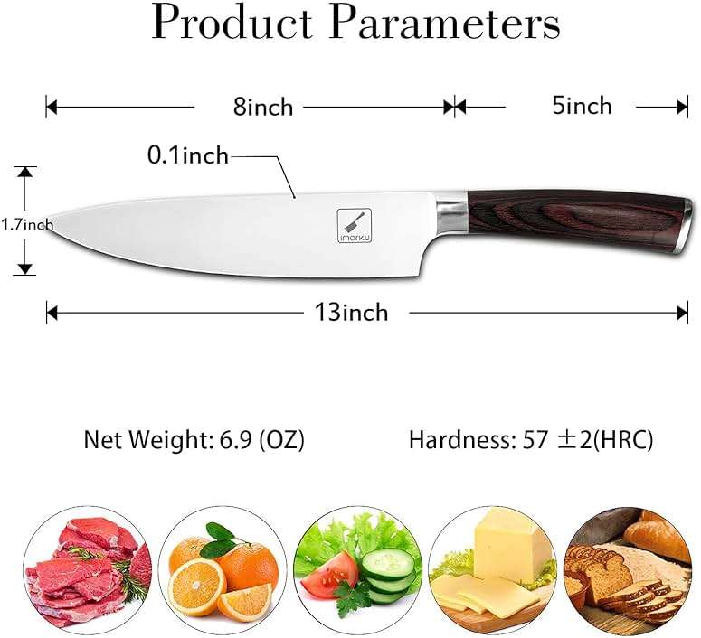 imarku Japanese Chef Knife - Sharp Kitchen Knife 8 Inch Chef's Knives HC Steel Paring Knife, Unique Gifts for Men and Women, Gifts for Mom or Dad, Kitchen Gadgets with Gift Box, Fathers Gifts - Image 3