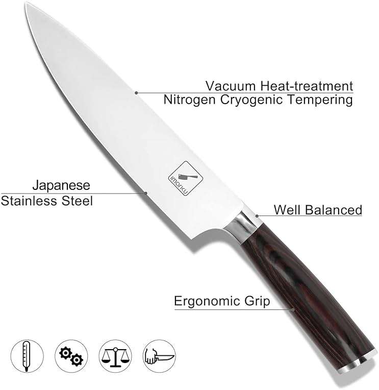 imarku Japanese Chef Knife - Sharp Kitchen Knife 8 Inch Chef's Knives HC Steel Paring Knife, Unique Gifts for Men and Women, Gifts for Mom or Dad, Kitchen Gadgets with Gift Box, Fathers Gifts - Image 4