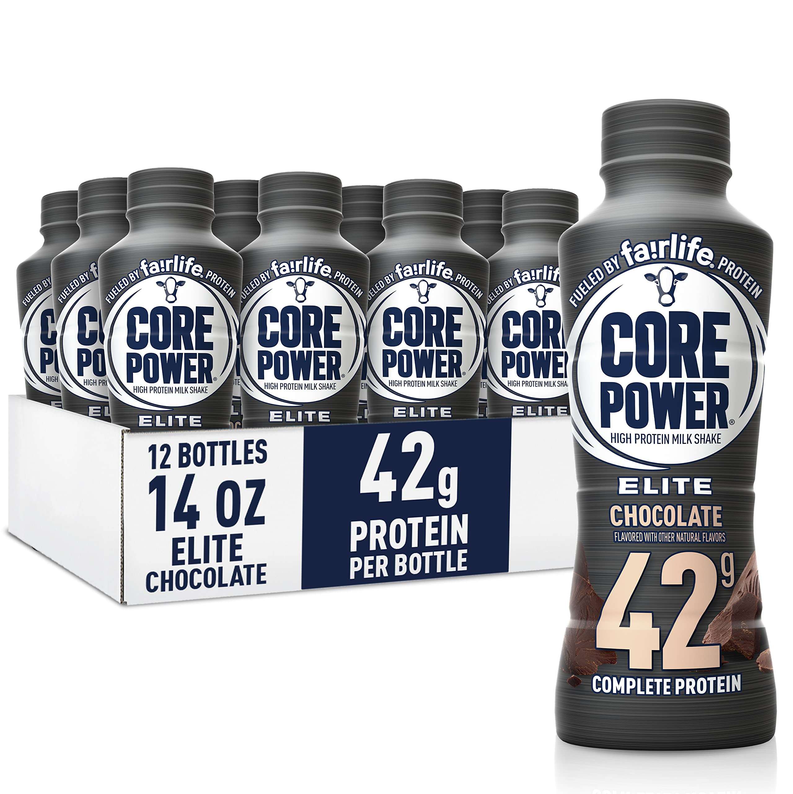 Core Power Elite High Protein Shake, Chocolate, 42g Bottle, 14oz, 12 Pack - Image 1