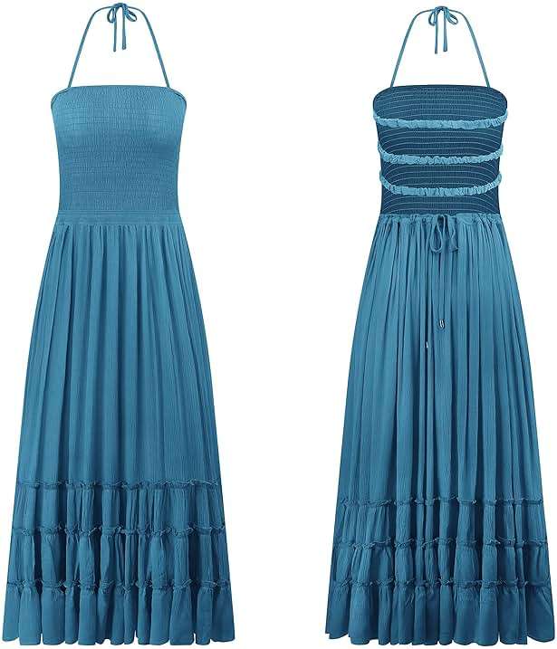 R.Vivimos Womens Summer Boho Sexy Backless Long Dresses - Image 6
