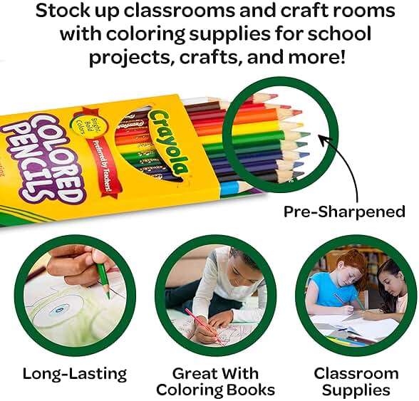 Crayola Bulk Colored Pencils for Kids (24pk) - 12 Assorted Colors, Art Supplies For Crafts & Coloring Books, Bulk Preschool & Kindergarten Classroom Supplies (Packaging May Vary) - Image 6