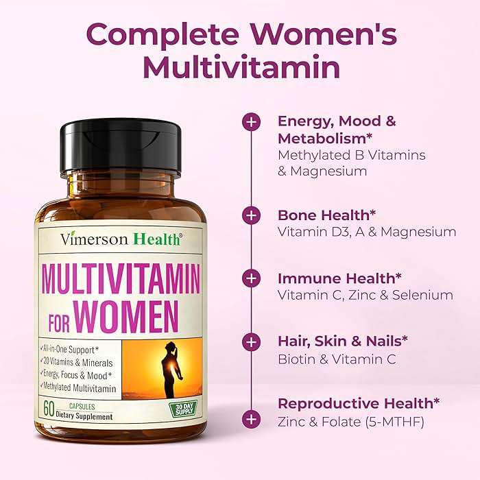 Vimerson Health Multivitamin for Women: Methylated B Vitamins, Chelated Minerals and Bioavailable D3 for Focus and Energy Support – Daily Womens Multivitamins and Multiminerals – 60 Capsules - Image 5