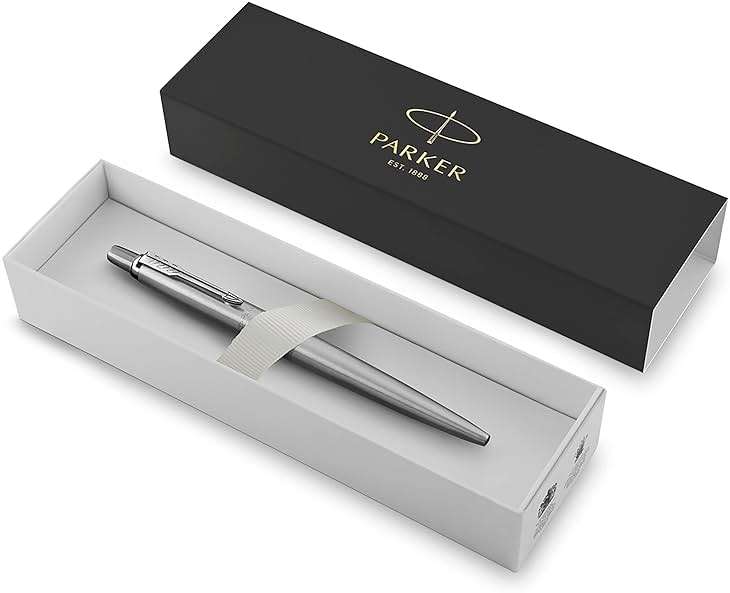 Parker Jotter Ballpoint Pen, Stainless Steel with Chrome Trim, Medium Point, Blue Ink - Smooth Writing, Polished, Professional, Sleek Design - Image 4