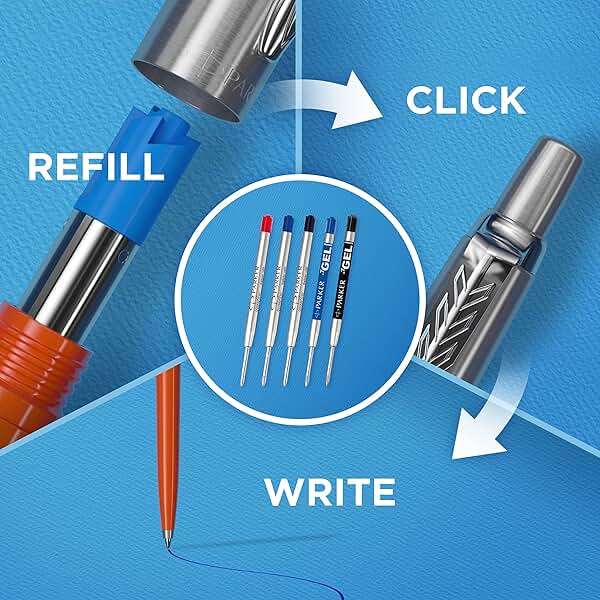 Parker Jotter Ballpoint Pen, Stainless Steel with Chrome Trim, Medium Point, Blue Ink - Smooth Writing, Polished, Professional, Sleek Design - Image 8