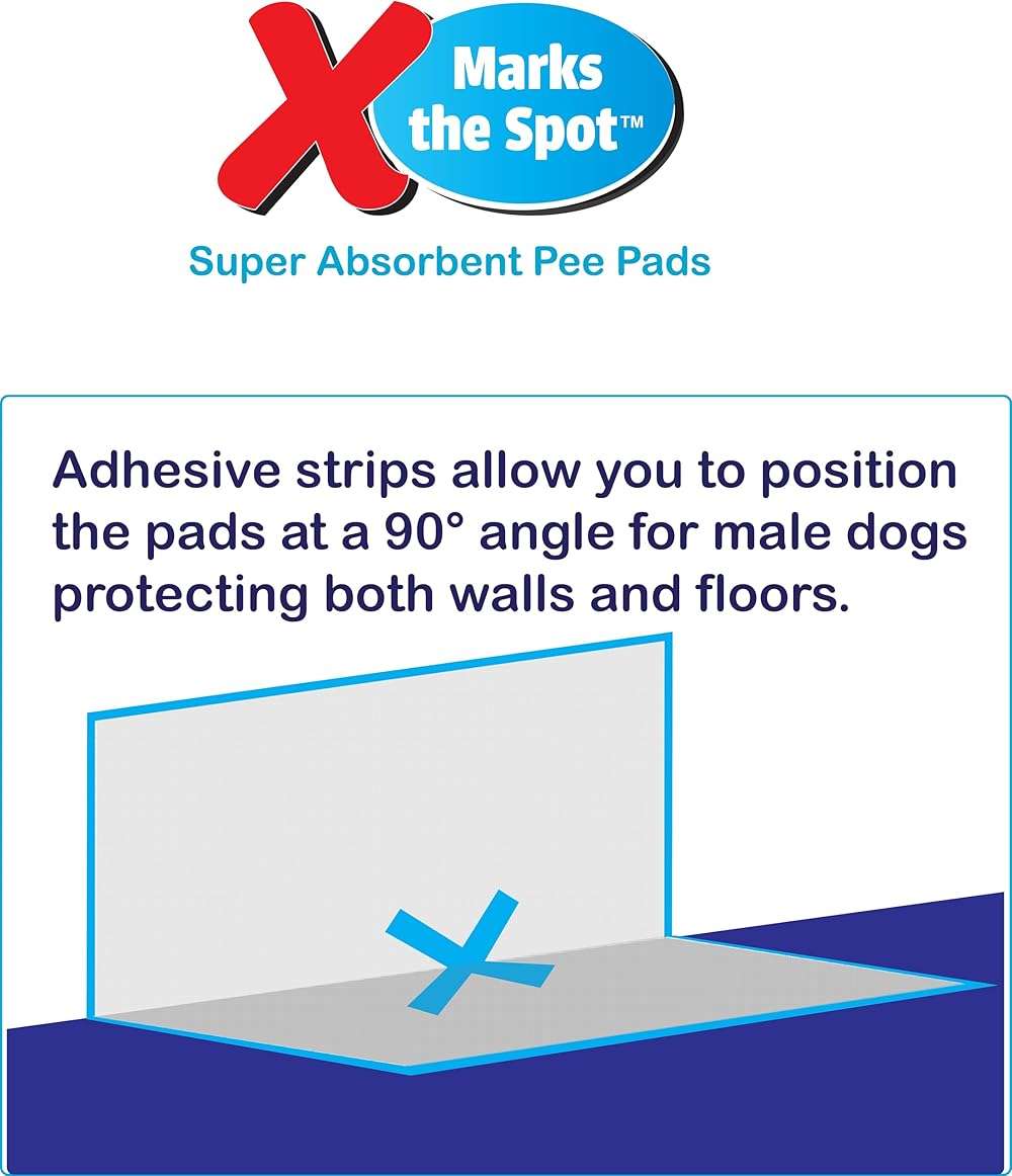 SPOT X Marks The Spot Extra Absorbent Puppy Pads with Adhesive Strips & Pheromones – Attracts Dogs to Center for Training & Potty, 22" x 22", 50-Pack - Image 6