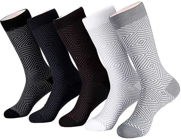 Marino Mens Patterned Dress Socks, Colorful Fun Socks, Fashion Cotton Socks - 5 Pack - Diamond Collection - 13-15 - Image 1