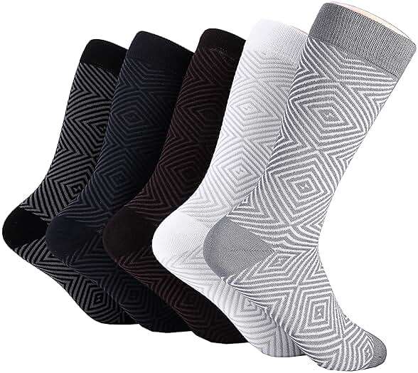 Marino Mens Patterned Dress Socks, Colorful Fun Socks, Fashion Cotton Socks - 5 Pack - Diamond Collection - 13-15 - Image 3