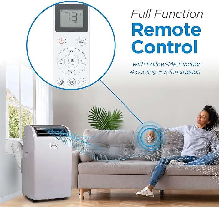BLACK+DECKER Smart Portable Air Conditioner, 14,000 BTU for Rooms up to 700 Sq. Ft., Smart Portable AC with Follow Me Remote and Window Kit, BPACT14WT, White - Image 4