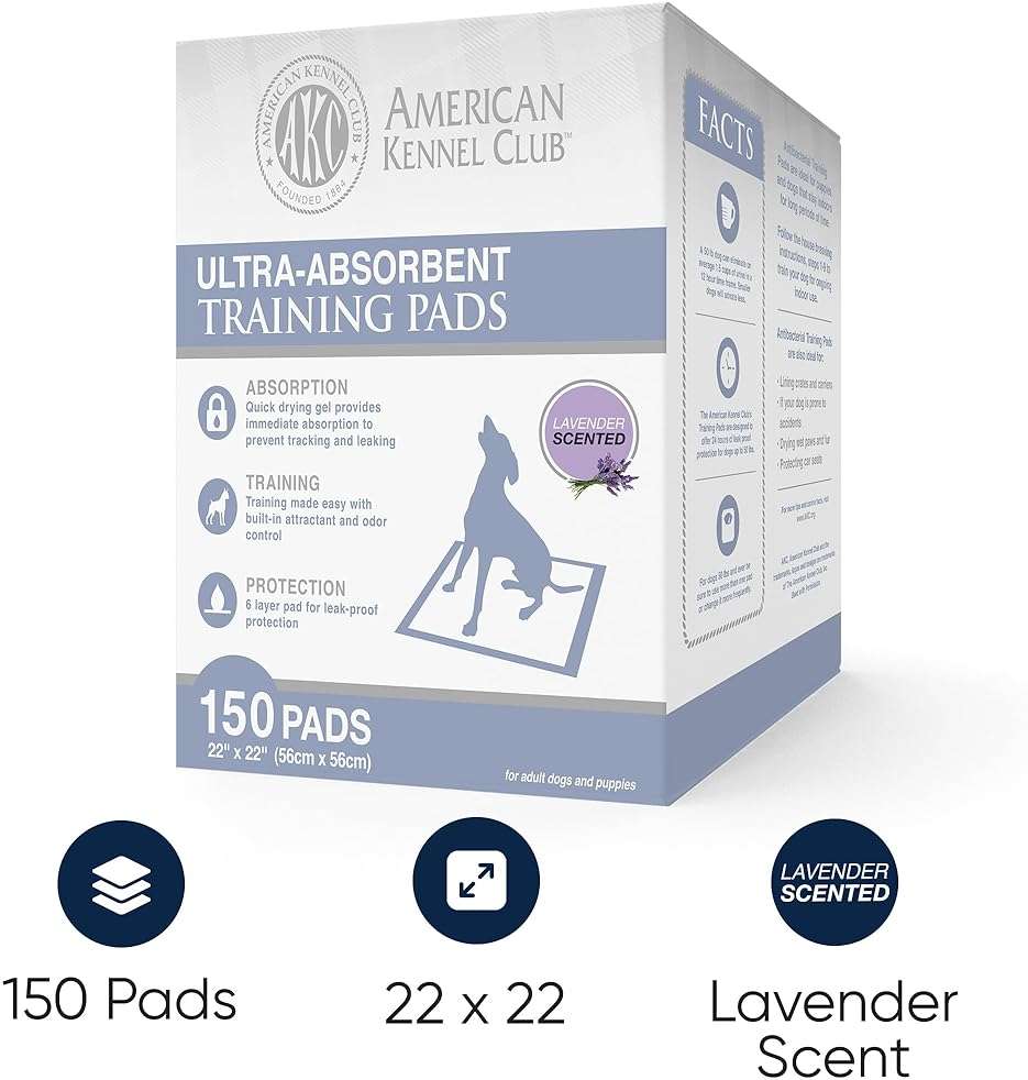 American Kennel Club Ultra Absorbent Odor Control Scented Training Pads For Dogs Leak-proof Quick Dry Gel – 22 x 22 Puppy Pads - Lavender Scented - Pack of 150 - Image 2