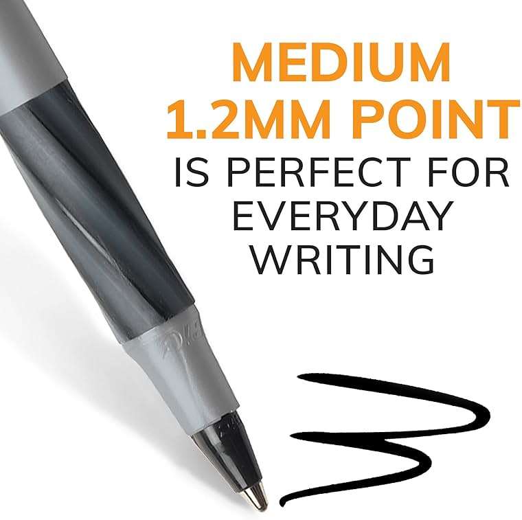 BIC Round Stic Grip Xtra Comfort Black Ballpoint Pens, Medium Point (1.2mm), 12-Count Pack, Perfect Writing Pens With Soft Grip for Superb Comfort and Control - Image 3