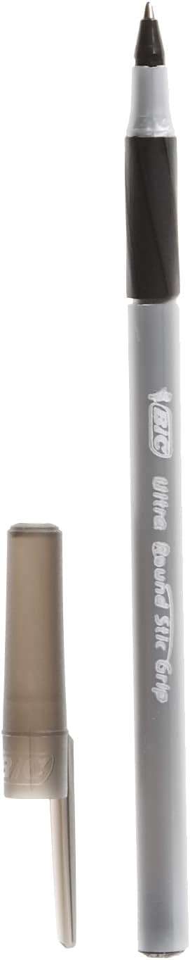 BIC Round Stic Grip Xtra Comfort Black Ballpoint Pens, Medium Point (1.2mm), 12-Count Pack, Perfect Writing Pens With Soft Grip for Superb Comfort and Control - Image 4