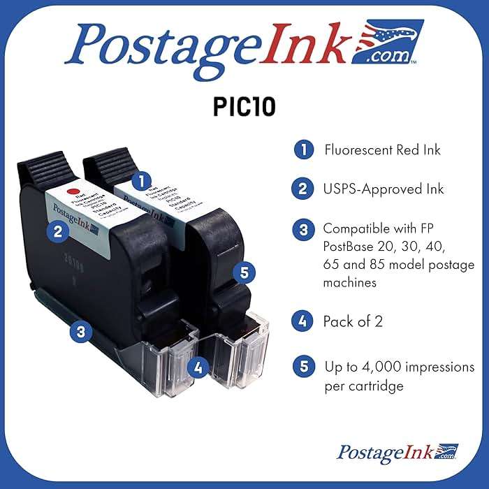 PostageInk.com PIC10 Ink Cartridge Non-OEM Replacement for FP PostBase 58.0052.3038.00 (2-Pack) - Image 4