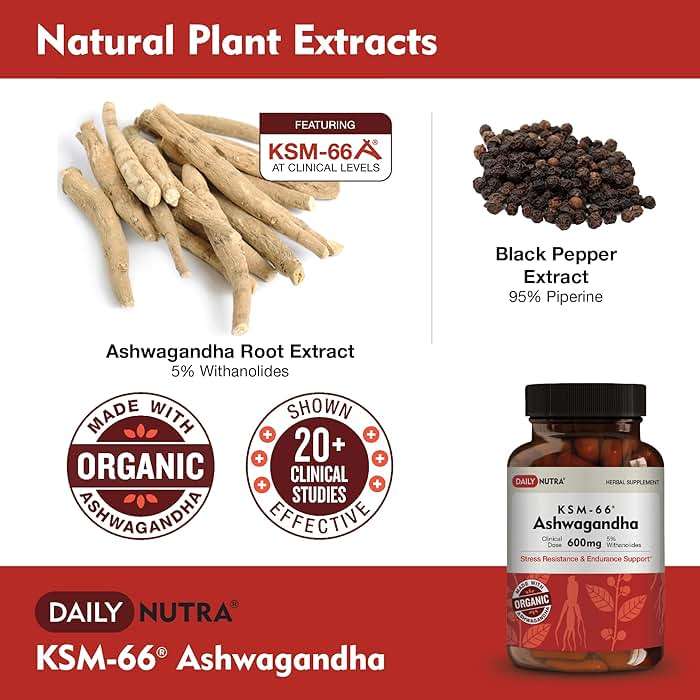 DailyNutra KSM-66 Ashwagandha 600mg Organic Root Extract - High Potency Supplement with 5% Withanolides | Relieves Tiredness, Supports Relaxation, Focus, Energy, & Muscle Growth (90 Capsules) - Image 3