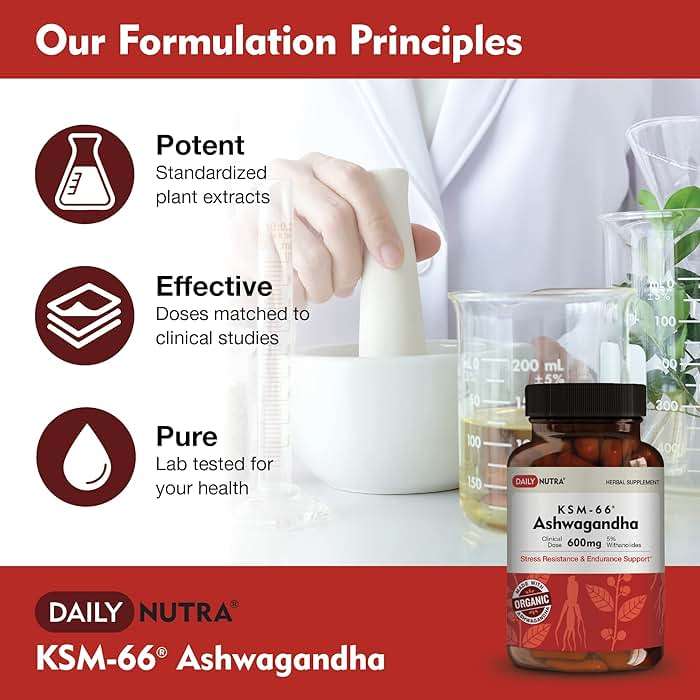 DailyNutra KSM-66 Ashwagandha 600mg Organic Root Extract - High Potency Supplement with 5% Withanolides | Relieves Tiredness, Supports Relaxation, Focus, Energy, & Muscle Growth (90 Capsules) - Image 8