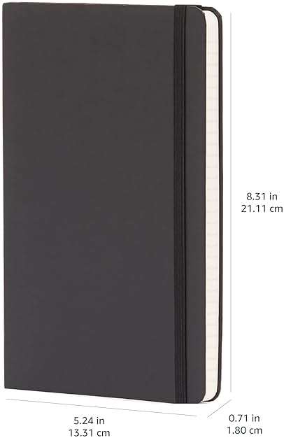 Amazon Basics Classic Lined Writing Notebook for Note Taking and Journaling, Hardcover with Elastic Closure, 240 Pages, 5" x 8.25", Black - Image 3