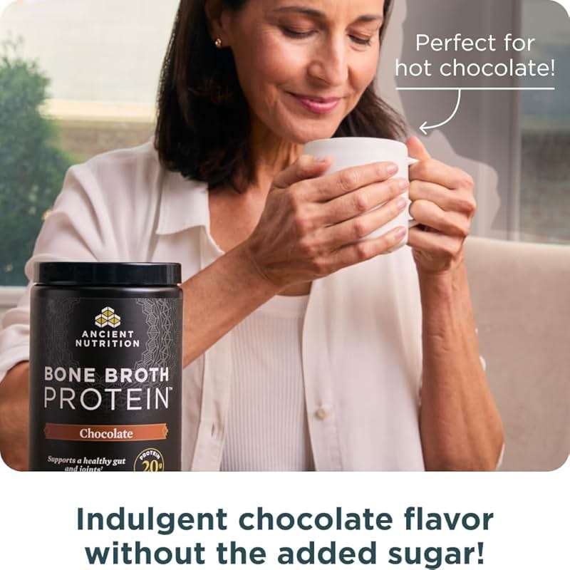 Ancient Nutrition Protein Powder Made from Real Bone Broth, Chocolate, 20g Protein Per Serving, 20 Serving Tub, Gluten Free Hydrolyzed Collagen Peptides Supplement, Great in Protein Shakes - Image 6