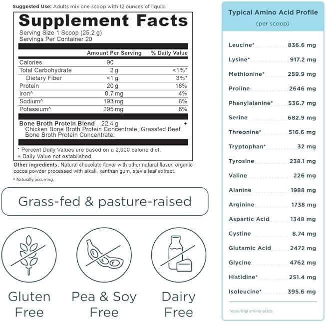 Ancient Nutrition Protein Powder Made from Real Bone Broth, Chocolate, 20g Protein Per Serving, 20 Serving Tub, Gluten Free Hydrolyzed Collagen Peptides Supplement, Great in Protein Shakes - Image 7
