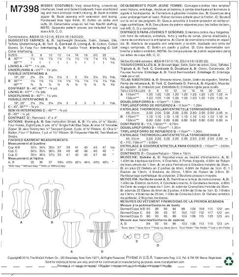 McCall's Patterns M7398 E5 Corseted Bodysuit, Collar, Cuffs and Tail by Yaya Han, Size 14-22 - Image 5