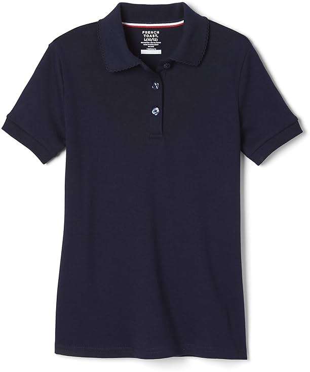 French Toast Girls' Short Sleeve Picot Collar Polo School Uniform Shirt (Standard and Plus) - Image 1