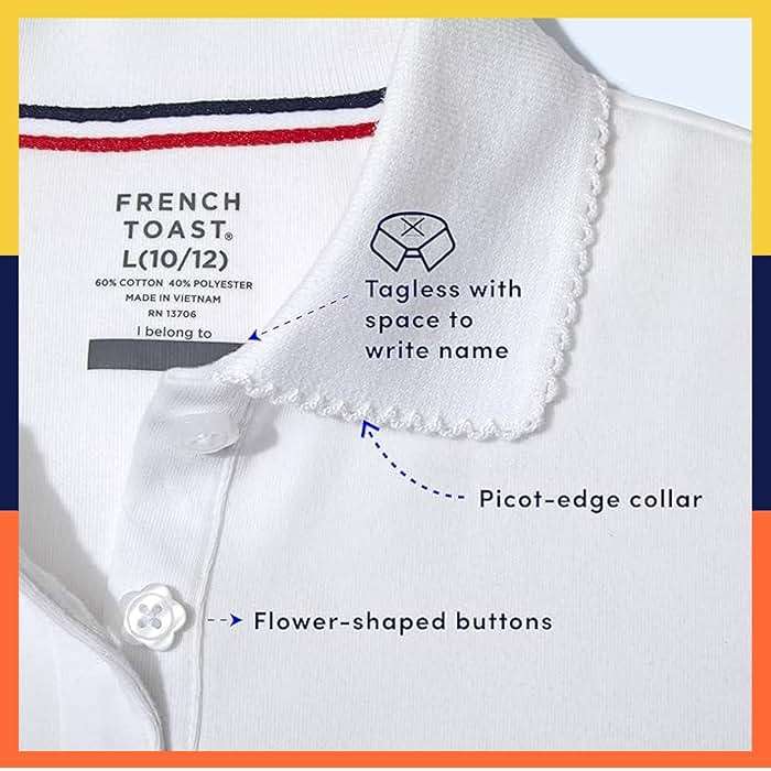 French Toast Girls' Short Sleeve Picot Collar Polo School Uniform Shirt (Standard and Plus) - Image 4