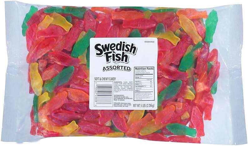 SWEDISH FISH Assorted Soft & Chewy Gummy Candy, Bulk Candy, 5 lb - Image 1