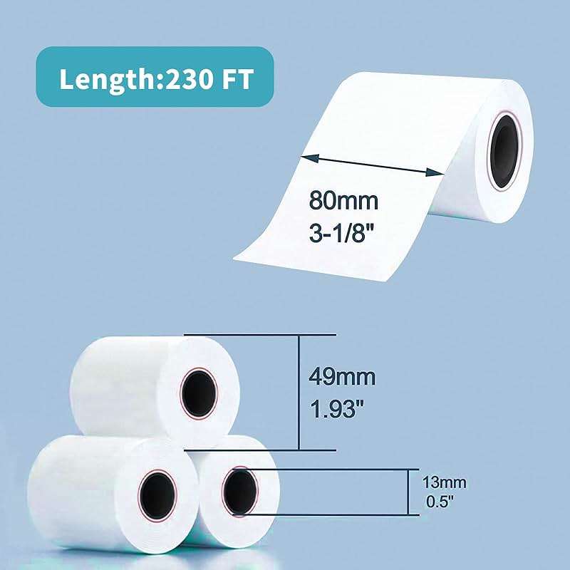 MFLABEL 3-1/8" Thermal Paper Rolls - 10 Rolls x 230ft, Compatible with Star Micronics, Epson, IBM & POS Receipt Printers | Smudge-Proof 80mm Credit Card Paper for Clear Transactions - Image 3
