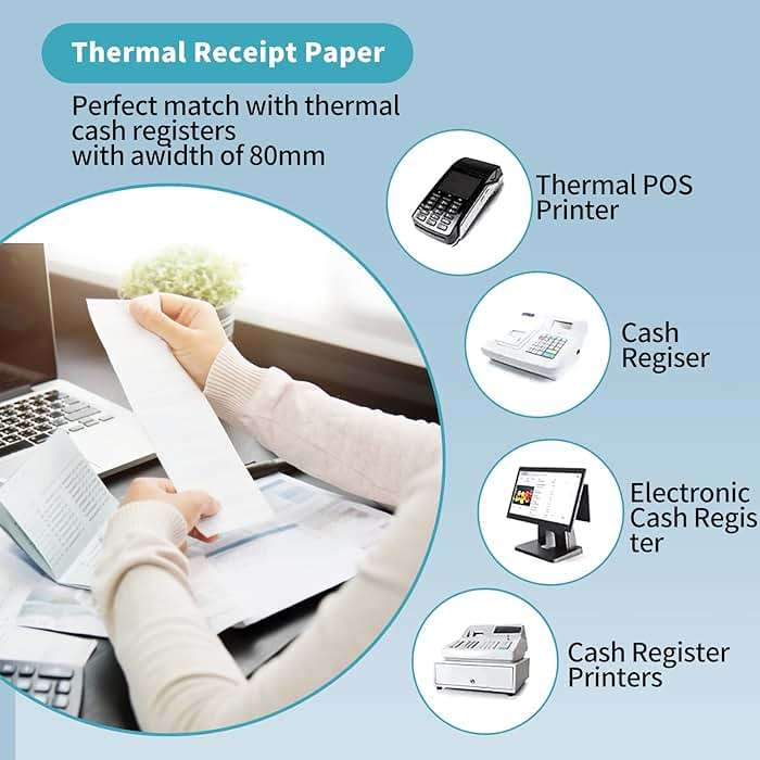 MFLABEL 3-1/8" Thermal Paper Rolls - 10 Rolls x 230ft, Compatible with Star Micronics, Epson, IBM & POS Receipt Printers | Smudge-Proof 80mm Credit Card Paper for Clear Transactions - Image 4