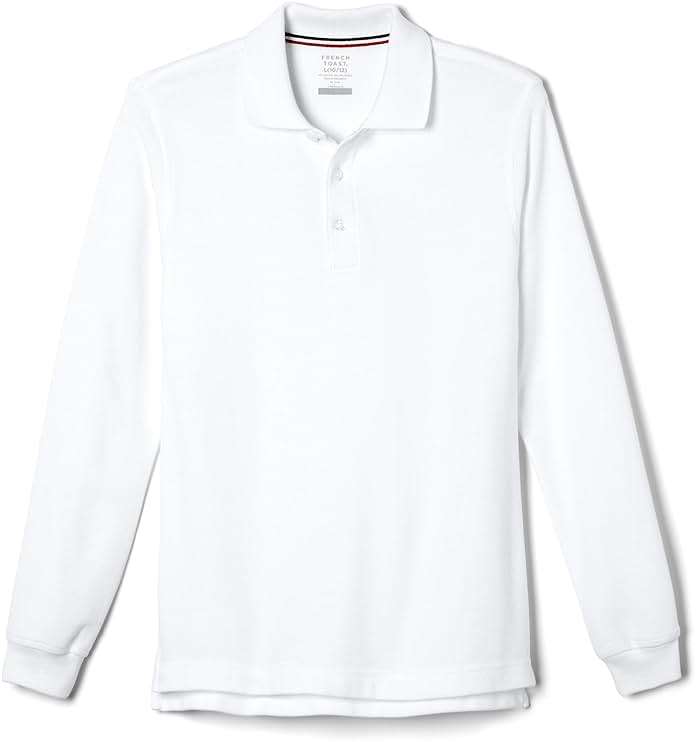 French Toast Boys Pique Polo School Uniform Shirt with Long Sleeves for Boys and Girls - Image 1