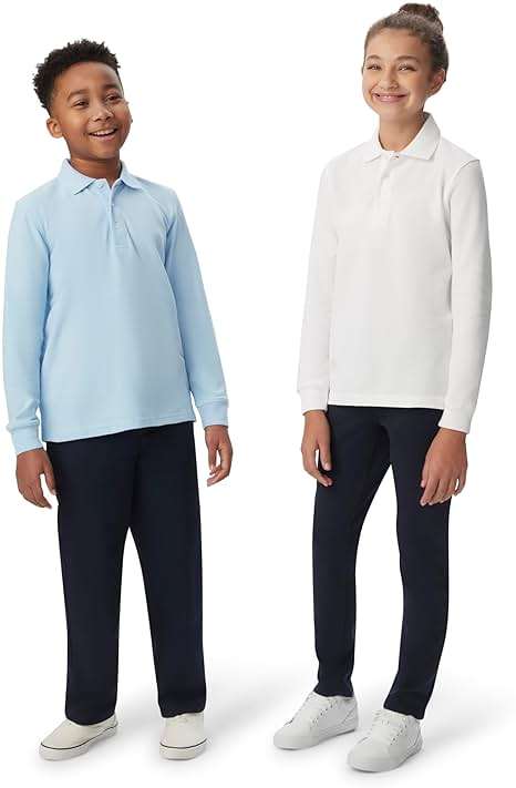 French Toast Boys Pique Polo School Uniform Shirt with Long Sleeves for Boys and Girls - Image 6