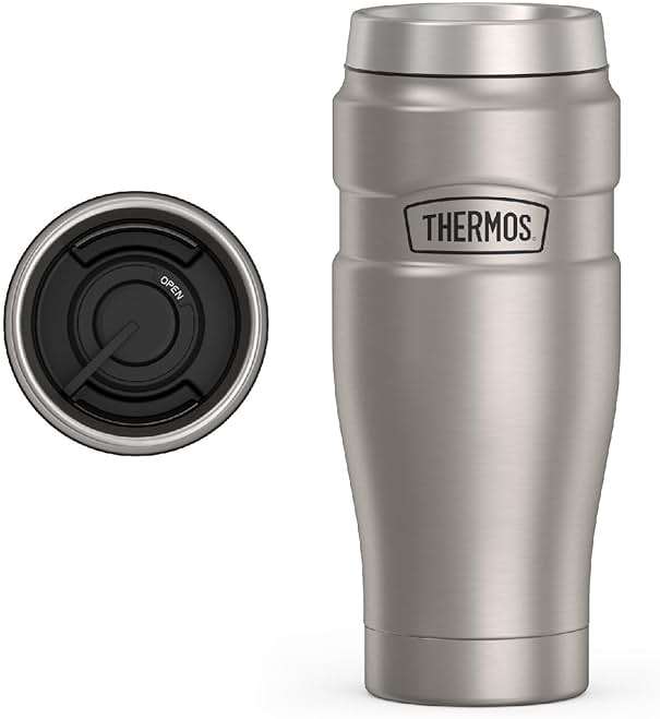 THERMOS Stainless King Vacuum-Insulated Travel Tumbler, 16 Ounce, Matte Steel - Image 1