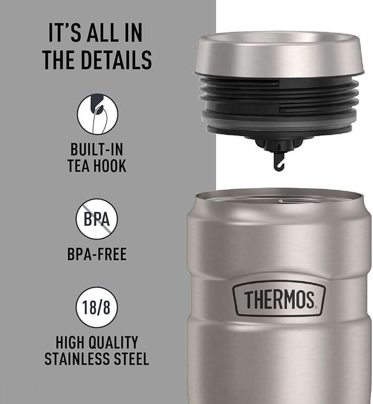 THERMOS Stainless King Vacuum-Insulated Travel Tumbler, 16 Ounce, Matte Steel - Image 4