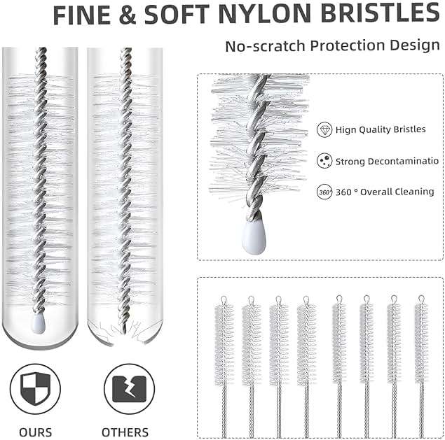 Hiware Straw Cleaner Brush Set, 8-Piece Long Cleaning Brush for Straws on Tumbler, Water Bottle, Sippy Cup, and Pipes, Tubes or Hummingbird Feeders - Image 3