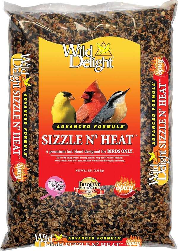 Wild Delight Advanced Formula Sizzle N' Heat Wild Bird Food, Spicy Bird Seed to Deter Squirrels, 14 lbs - Image 1