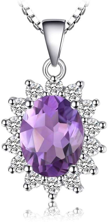 JewelryPalace Princess Diana Kate Middleton Natural Amethyst Citrine Garnet Peridot Topaz Created Ruby Sapphire Simulated Emerald Pendant Necklace for Women, 925 Sterling Silver Gemstone Jewelry Set - Image 1