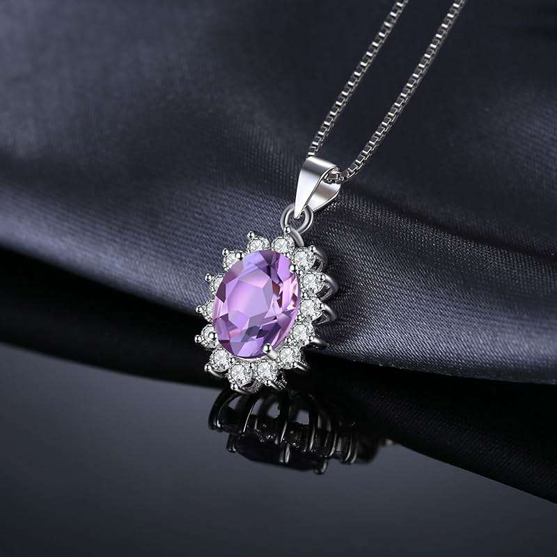 JewelryPalace Princess Diana Kate Middleton Natural Amethyst Citrine Garnet Peridot Topaz Created Ruby Sapphire Simulated Emerald Pendant Necklace for Women, 925 Sterling Silver Gemstone Jewelry Set - Image 5