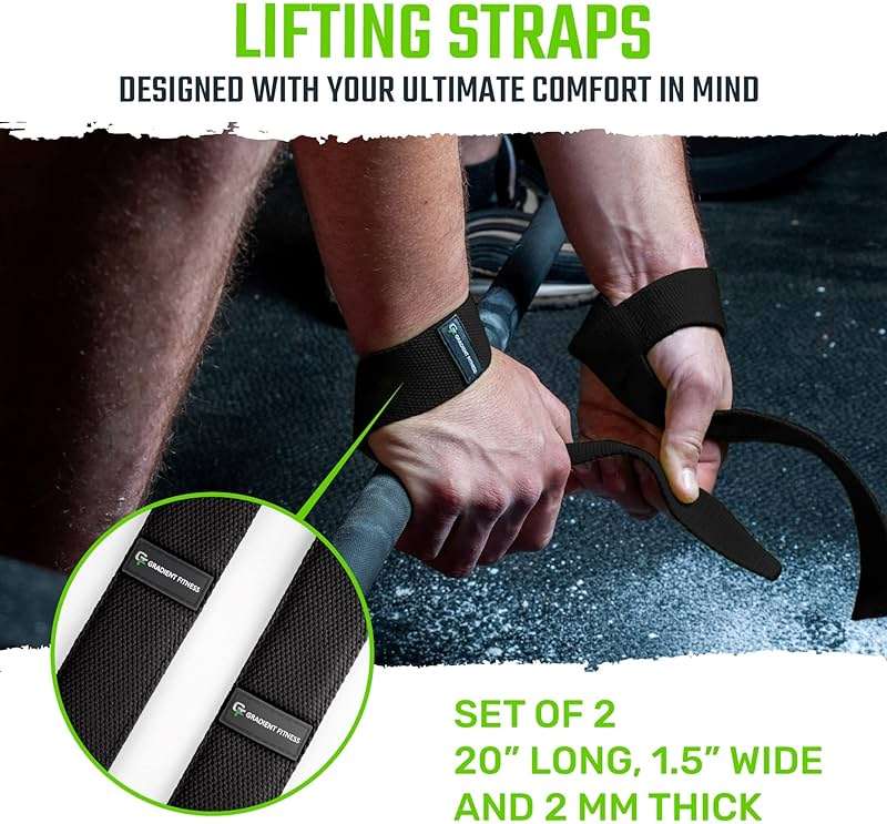 Gradient Fitness Lifting Straps | Wrist Straps for Weightlifting, Deadlift Straps, Lifting Straps for Weightlifting, Straps for Weight Lifting, Weight Lifting Straps for Men/Women, Gym Lifting Grips - Image 2