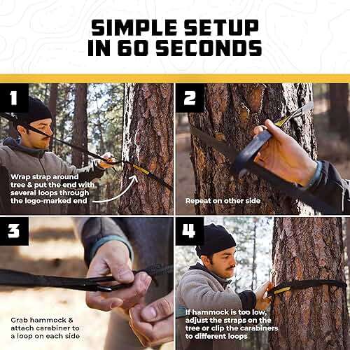 Wise Owl Outfitters Camping Hammock – up to 500lbs Portable Hammock with Tree Straps - Travel, Backpacking, Hiking, Outdoors Camping Gear - Single or Double - Image 5