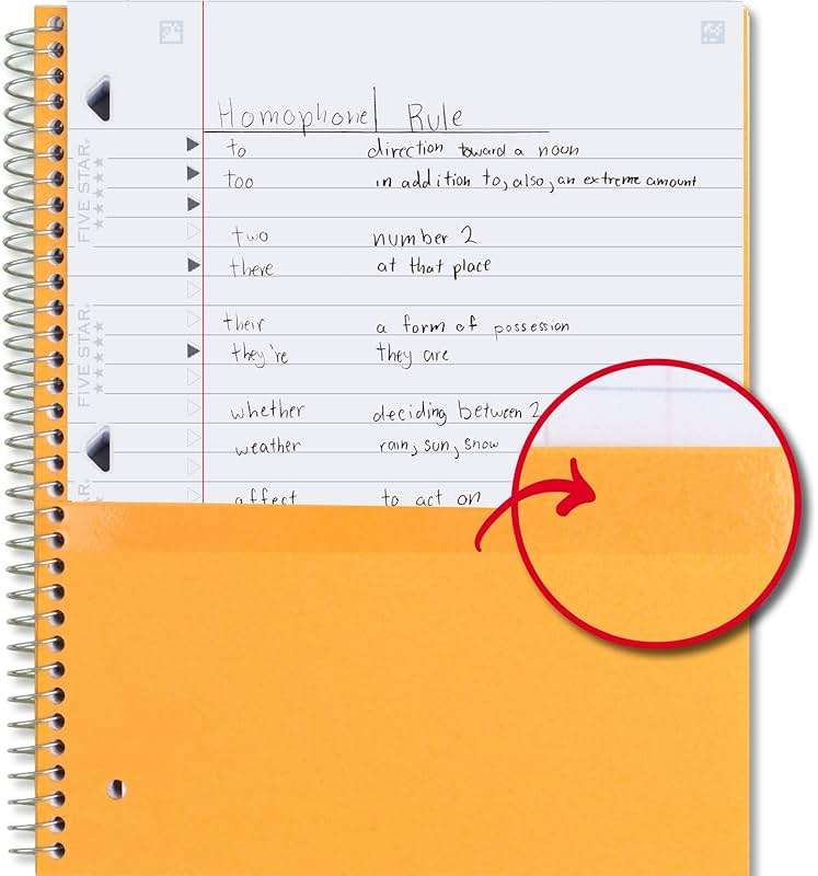 Five Star Spiral Notebook + Study App, 6 Pack, 1 Subject, Wide Ruled Paper, 8" x 10-1/2", 100 Sheets, Fights Ink Bleed, Water Resistant Cover, Assorted Colors (38042) - Image 5