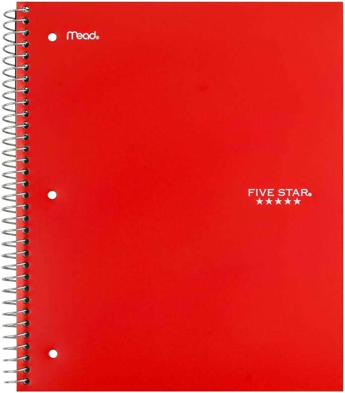 Five Star Spiral Notebook + Study App, 6 Pack, 1 Subject, Wide Ruled Paper, 8" x 10-1/2", 100 Sheets, Fights Ink Bleed, Water Resistant Cover, Assorted Colors (38042) - Image 8