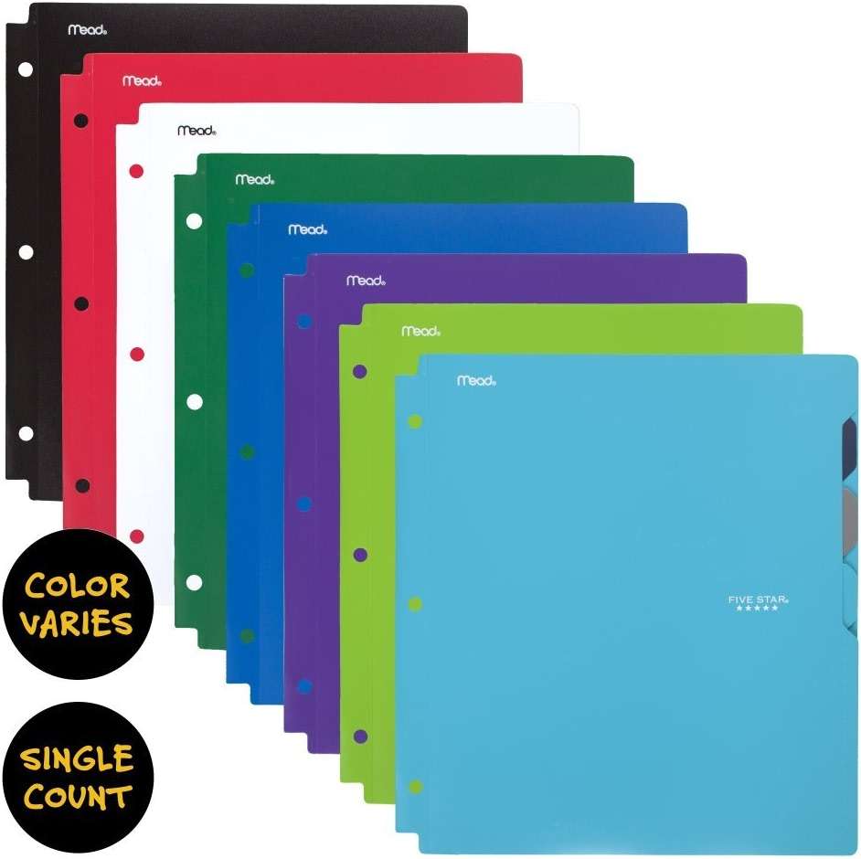 Five Star 4-Pocket Folder, Quick-View, Plastic, Folders with Pockets, Color Selected for You, 1 Count (33168) - Image 2